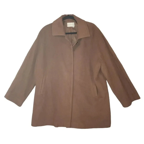 Marisa Minicucci Womens Brown Baby Alpaca Wool Long Sleeve Collared Coat Size 16 - Picture 1 of 12